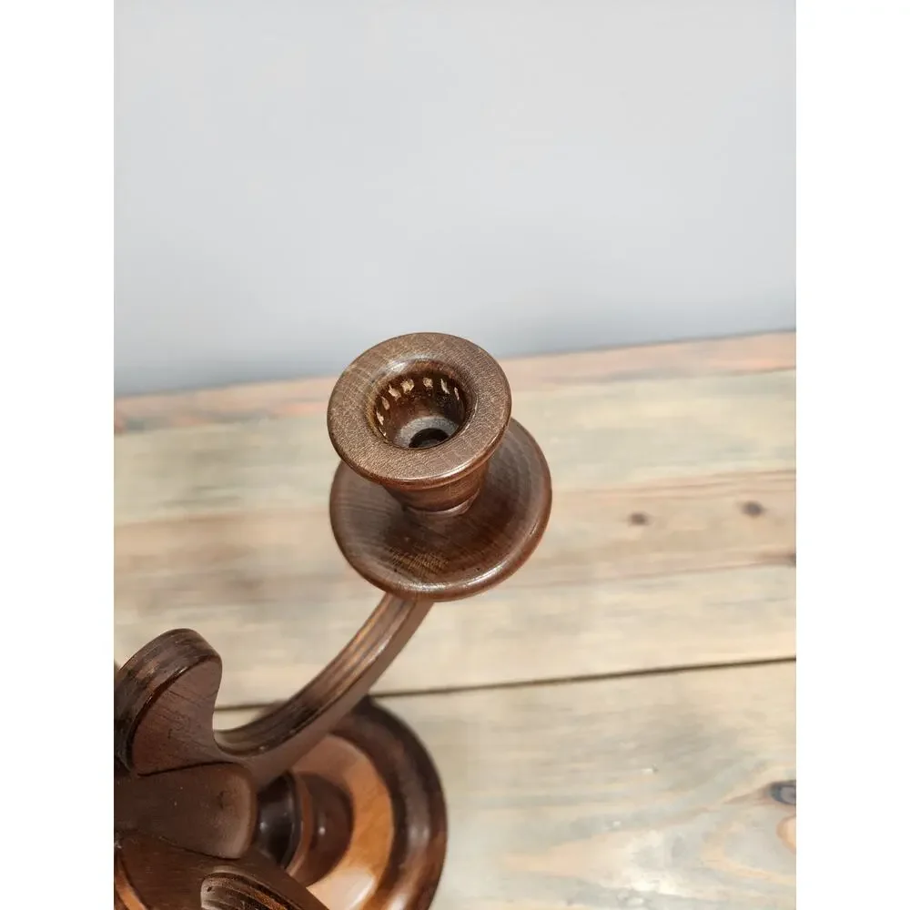 Vintage Charles Lesters Wooden Carved Candleabra 5 Taper 13